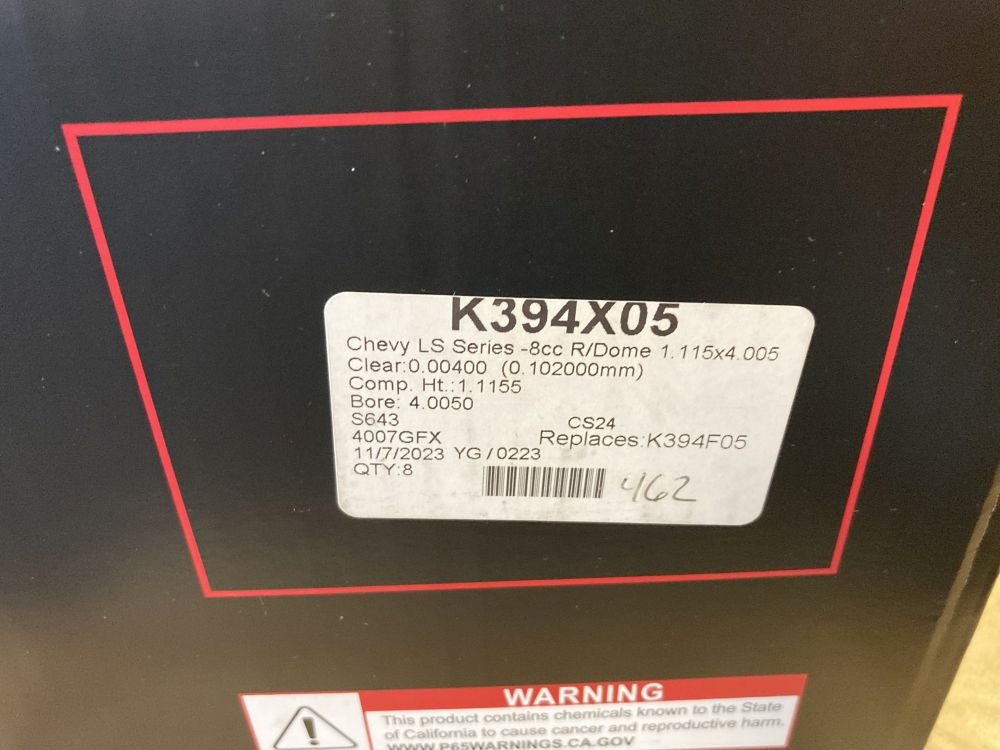 Wiseco LS 4.005 Bore 4.000 Stroke -8cc Dish Piston Kit K394X05 image 1