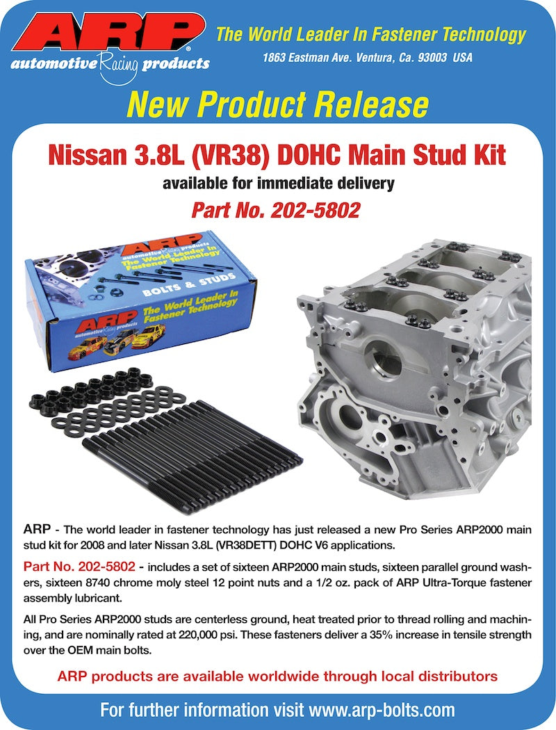 ARP Nissan R35 GTR VR38DETT ARP2000 Main Stud Kit image 1